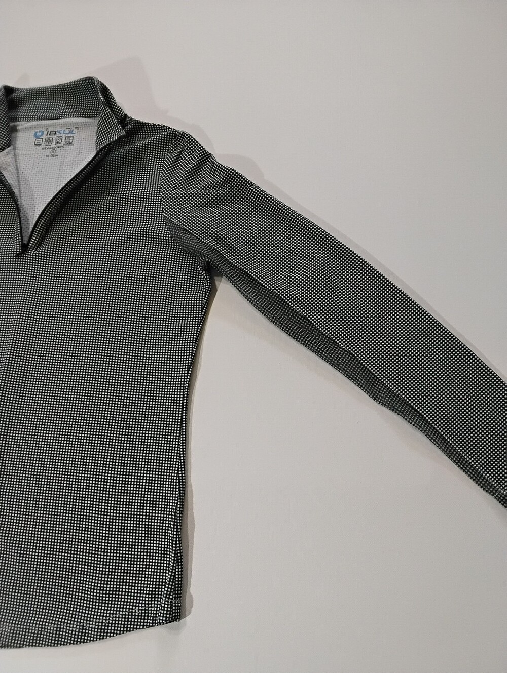IBKUL 1/4 Zip Pullover Womens Small Black White Gingham Cooling Mesh Quick Dry - Picture 4 of 8